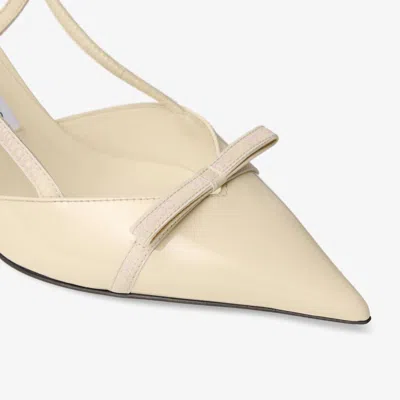 Jimmy Choo Leather Sling Back Pumps With Bow Detail In Neutral