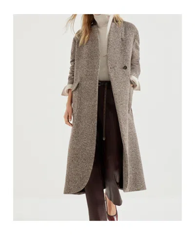Brunello Cucinelli Wool Blend Padded Coat In Gray