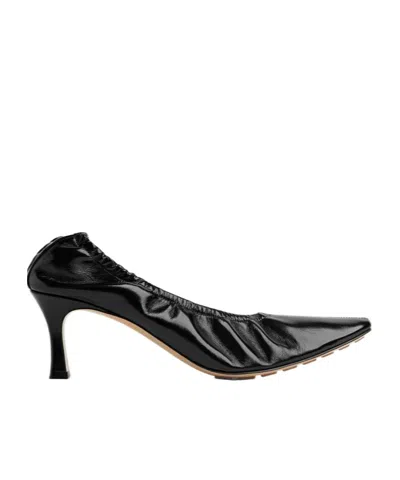 Bottega Veneta Sofia Black Patent Leather Elastic Ballerina With Heel In Multi