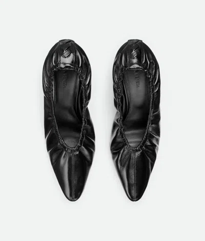 Bottega Veneta Sofia Black Patent Leather Elastic Ballerina With Heel In Multi