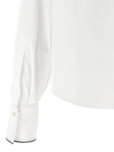 Brunello Cucinelli White Shirt With Classic Collar And Front Pockets In White