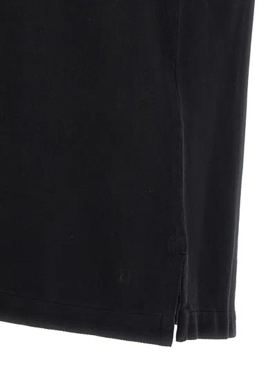 Tom Ford Classic Black Pique Polo With Textured Finish In Black