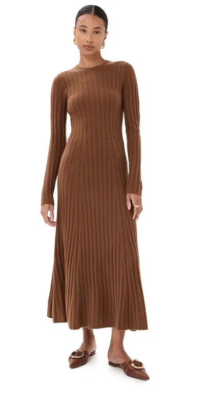 Altuzarra Gia Long-sleeve Wool-cashmere Rib Maxi Dress In Brown
