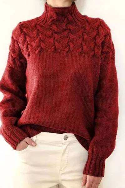 Miss Sparkling Women's Mock Neck Sweater In Red In Red