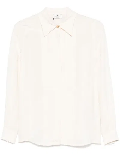 Elisabetta Franchi White Viscose Shirt With Pleated Design In White
