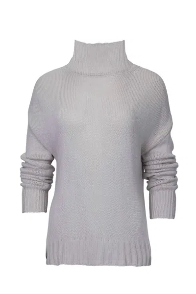 Esley Collection Knit Mock Neck Sweater In Beige In Gray