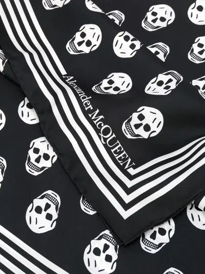 Alexander Mcqueen Alexander Mc Queen Biker Skull Silk Scarf In Black