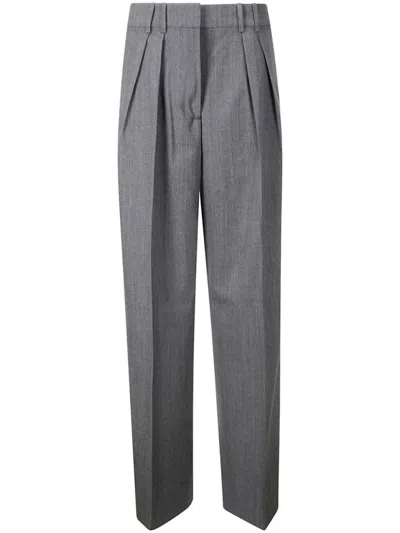 Rohe Grey Pleated Slim-fit Trousers In Blue