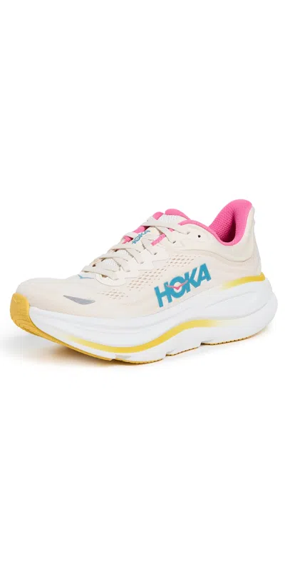 Hoka Womens  Bondi 9 In Alabaster/pink/birch