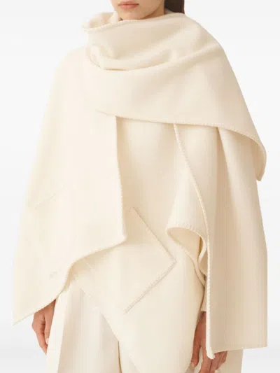 Fabiana Filippi Asymmetrical Design Wool Cape In Neutral