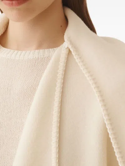 Fabiana Filippi Asymmetrical Design Wool Cape In Neutral