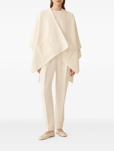 Fabiana Filippi Asymmetrical Design Wool Cape In Neutral
