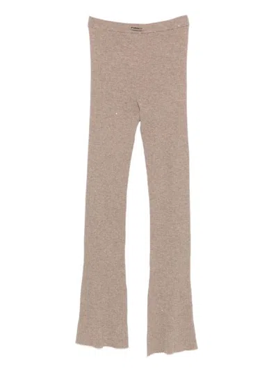 Pinko Beige Wool Blend Trousers In Brown