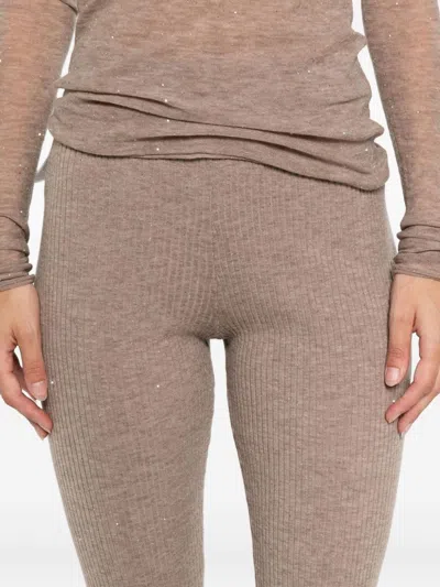 Pinko Beige Wool Blend Trousers In Brown