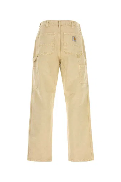 Carhartt Og Single Knee Printed Straight-leg Organic Cotton-canvas Trousers In Neutral