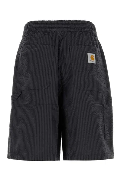 Carhartt Wip Embroidered Cotton Toland Short In Black