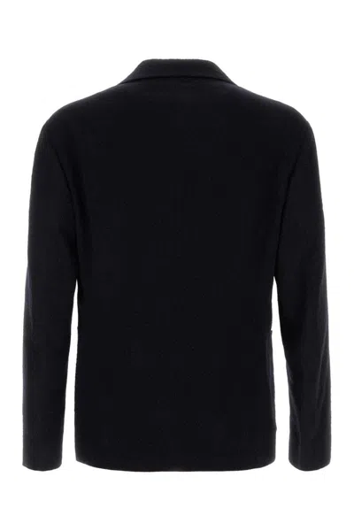 Giorgio Armani Midnight Blue Stretch Wool Blazer In Blue