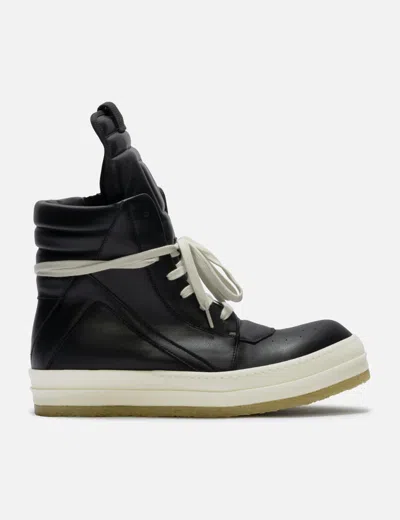 Rick Owens High-top Leather Sneakers With Rubber Toe Cap In Black