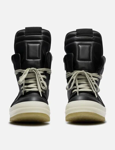 Rick Owens High-top Leather Sneakers With Rubber Toe Cap In Black