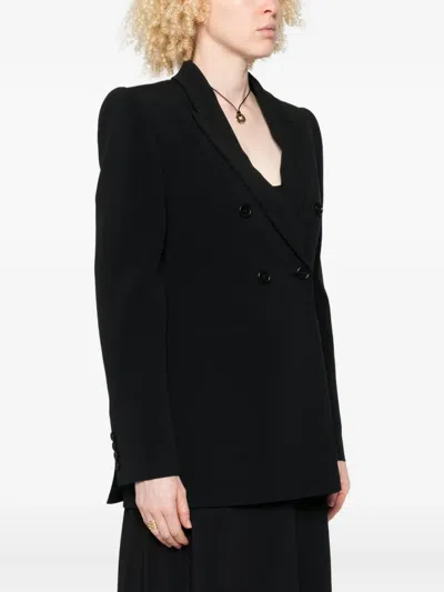 Chloé Structured Double-breasted Jacket With Padded Shoulders In Black