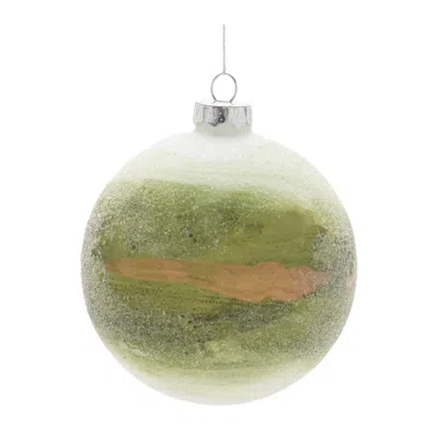 Melrose International Beaded Glass Ball Ornament (set Of 6) - Green, Gold
