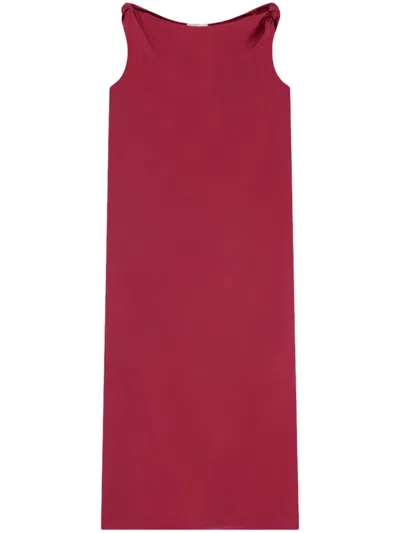 Loulou Studio Midi Dress With Draped Neckline In Red