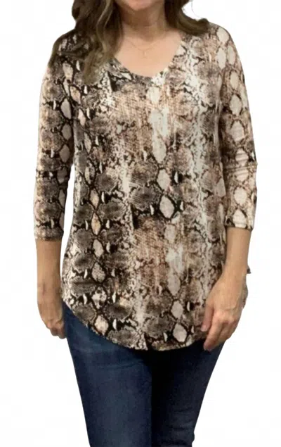 Reborn J Animal Print Top In Snakeskin In Brown