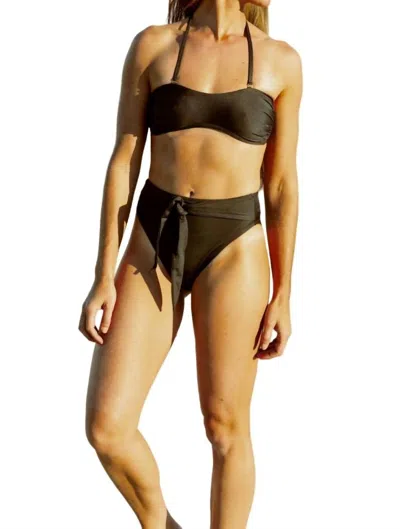 Olive Surf The Mel Bikini Bottoms In Noir In Black