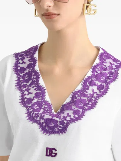 Dolce & Gabbana Lace-detailing T-shirt In White