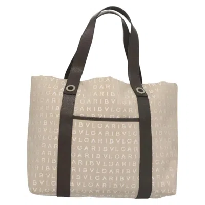 Pre-owned Bulgari Logo Mania Beige Canvas Tote Bag ()