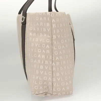 Pre-owned Bulgari Logo Mania Beige Canvas Tote Bag ()