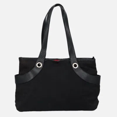 Pre-owned Bulgari Logo Mania Black Canvas Tote Bag ()