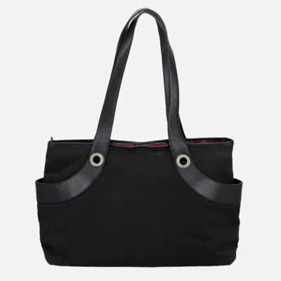 Pre-owned Bulgari Logo Mania Black Canvas Tote Bag ()