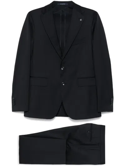 Tagliatore Button Long-sleeved Suit Coat And Trousers Set In Black