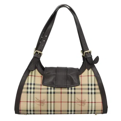 Pre-owned Burberry Nova Check Beige Canvas Shoulder Bag ()
