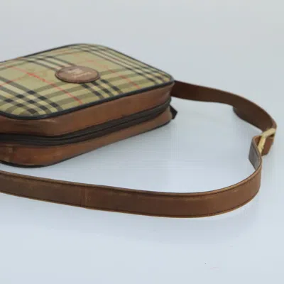 Pre-owned Burberry Nova Check Beige Canvas Shoulder Bag ()