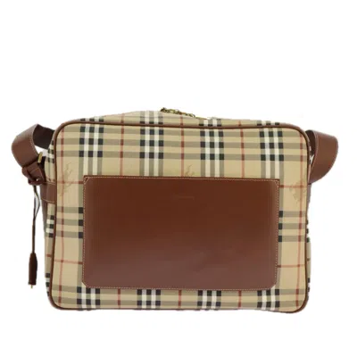 Pre-owned Burberry Nova Check Beige Canvas Shoulder Bag ()