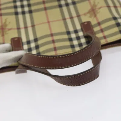 Pre-owned Burberry Nova Check Beige Canvas Tote Bag ()