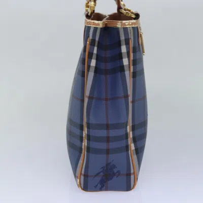 Pre-owned Burberry Nova Check Blue Canvas Tote Bag ()