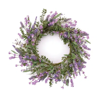 Melrose International Mixed Lavender Floral Wreath 20"d - Purple, Green