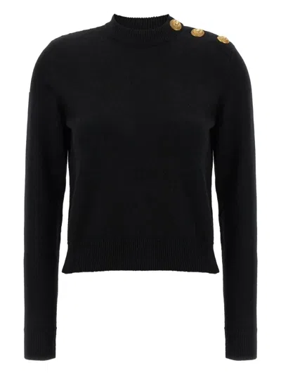Balmain Eco-cashmere Button Sweater Sweaters And Cardigans Black In Black