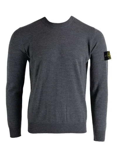 Stone Island Lightweight Wool Crew Neck Pullover In Gray