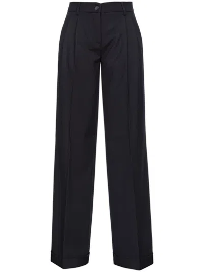 Pinko Wide-leg Trousers With Pleated Front In Black