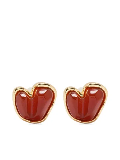 CARNELIAN HEART STUD EARRINGS