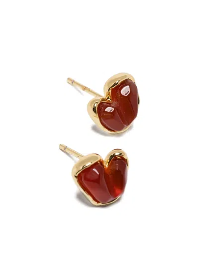 CARNELIAN HEART STUD EARRINGS