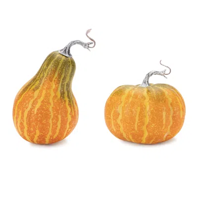 Melrose International Foam Pumpkin And Gourd Decor (set Of 2) - Orange, Green