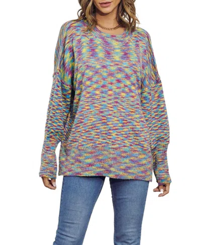 J.nna Space-dye Oversized Sweater In Blue Combo In Multi