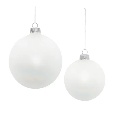 Melrose International Iridescent Glass Ball Ornament (set Of 12) - White