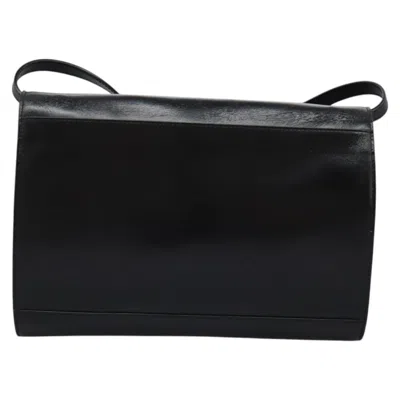 Pre-owned Celine Céline Logo Du Cercle Black Leather Shoulder Bag ()