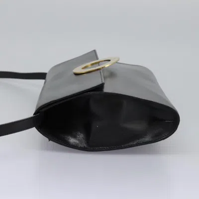 Pre-owned Celine Céline Logo Du Cercle Black Leather Shoulder Bag ()